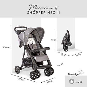 Hauck Shopper Neo II Buggy bis 25 kg mit Liegefunktion ab Geburt, klein zusammenfaltbar, Einhand-Faltmechanismus, leicht, 2 Getränkehalter, großer Korb, pooh cuddles - 4